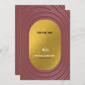 Rose Rosa & Gold Moderne Minimalistische Hochzeit Dankeskarte (Vorne/Hinten)