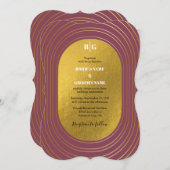 Rose Rosa & Gold Moderne Minimalistische Hochzeit Einladung (Vorne/Hinten)