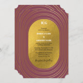 Rose Rosa & Gold Moderne Minimalistische Hochzeit Einladung (Vorne/Hinten)