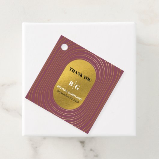 Rose Rosa & Gold Moderne Minimalistische Hochzeit Geschenkanhänger (Beispiel)