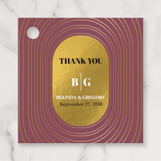 Rose Rosa & Gold Moderne Minimalistische Hochzeit Geschenkanhänger (Vorderseite)