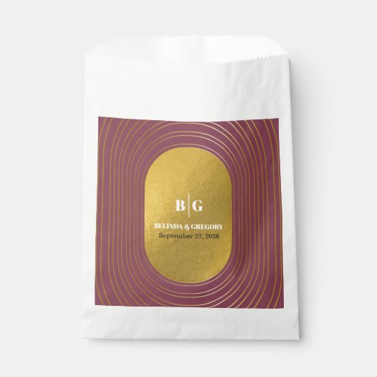 Rose Rosa & Gold Moderne Minimalistische Hochzeit Geschenktütchen (Vorderseite)