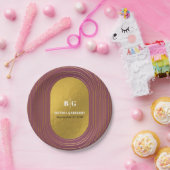 Rose Rosa & Gold Moderne Minimalistische Hochzeit Pappteller (Party)