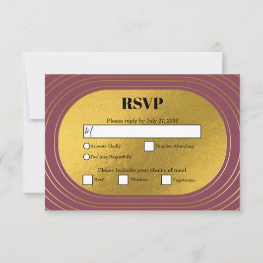 Rose Rosa & Gold Moderne Minimalistische Hochzeit RSVP Karte (Vorderseite)