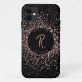 Rose Rosa Gold und Schwarz Monogramm Case-Mate iPhone Hülle