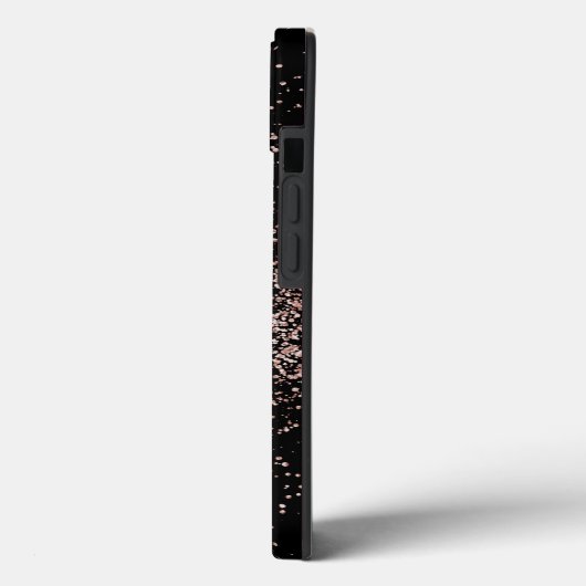 Rose Rosa Gold und Schwarz Monogramm Case-Mate iPhone Hülle (Rückseite / Links)