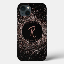Rose Rosa Gold und Schwarz Monogramm Case-Mate iPhone Hülle
