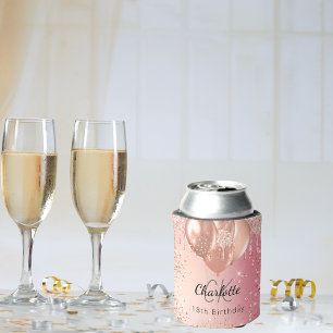 Rose Rosa Goldballons Dosenkühler