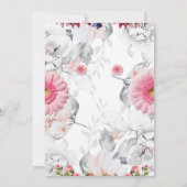 Rose Rosa goldene Grüne Blumenzwiebeleinladung Einladung (Rückseite)