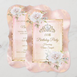 Rose Rosa Goldene Prinzessin Geburtstagsparty Einl Einladung