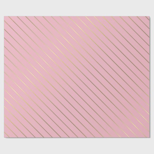 Rose Rosa goldgestreiftes Glam Shiny Design Stilvo Geschenkpapier (Flach)