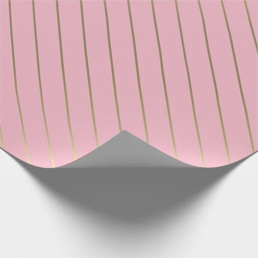 Rose Rosa goldgestreiftes Glam Shiny Design Stilvo Geschenkpapier (Ecke)