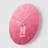 Rose rosa Gradient Geometrisches Messemuster Monog Große Wanduhr (Winkel)