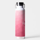 Rose rosa Gradient Geometrisches Messemuster Monog Trinkflasche (Vorne)