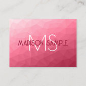 Rose rosa Gradient Geometrisches Messemuster Monog Visitenkarte (Rückseite)