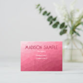 Rose rosa Gradient Geometrisches Messemuster Monog Visitenkarte (Stehend Vorderseite)