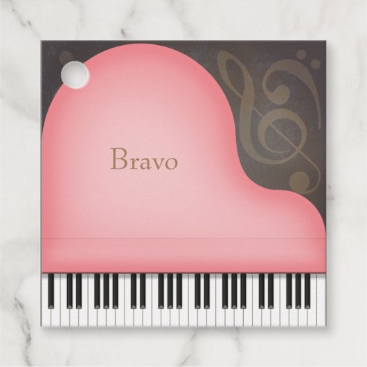Rose Rosa Grand Piano Geschenkanhänger (Vorderseite)