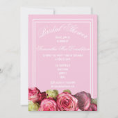 Rose Rosa Grenze Sommer Brautparty Einladung (Vorderseite)