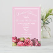 Rose Rosa Grenze Sommer Brautparty Einladung (Stehend Vorderseite)