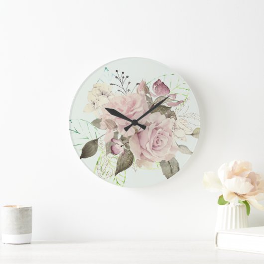 Rose Rosa Große Wanduhr (Zuhause)
