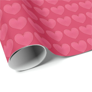 Rose Rosa Herzen auf einem tieferen rosa Hintergru Geschenkpapier