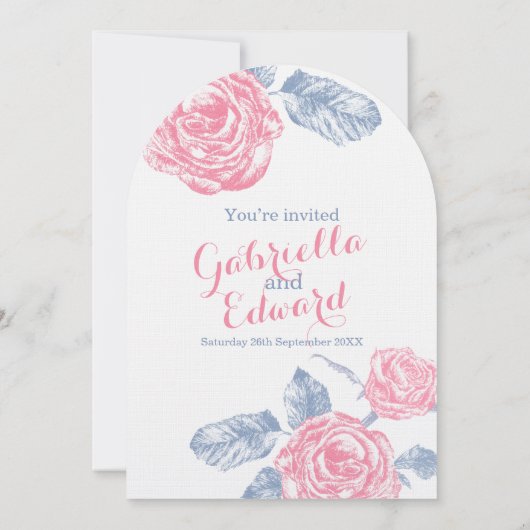 Rose Rosa Hochzeit Einladung (Rückseite)