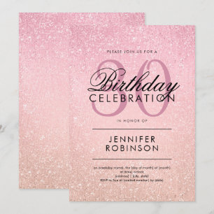 Rose Rosa jedes Alter Geburtstag Glitzer Farbe Aus Einladung