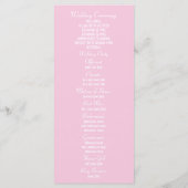 Rose Rosa Kirchenhochzeit Programm (Rückseite)