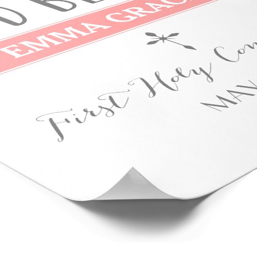 Rose | Rosa Kommunionszeichen Poster (Ecke)