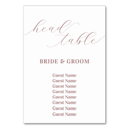 Rose Rosa Kopftisch Hochzeitstabelle Tischnummer (Rückseite)