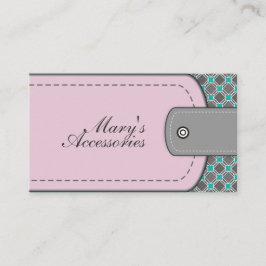 Rose rosa Leder-Look und Muster grau, aquamarin Visitenkarte