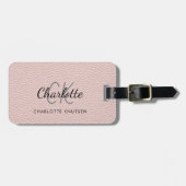 Rose Rosa Ledermonogramm Gepäckanhänger (Vorderseite horizontal)