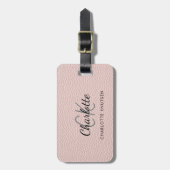 Rose Rosa Ledermonogramm Gepäckanhänger (Vorderseite vertikal)