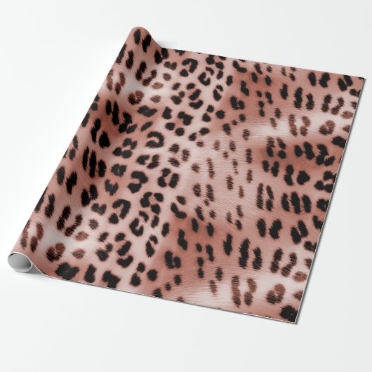 Rose Rosa Leopard Geschenkpapier (Ungerollt)