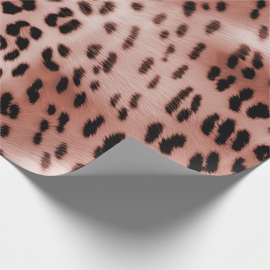 Rose Rosa Leopard Geschenkpapier (Ecke)