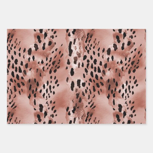 Rose Rosa Leopard Geschenkpapier Set (Vorderseite 3)