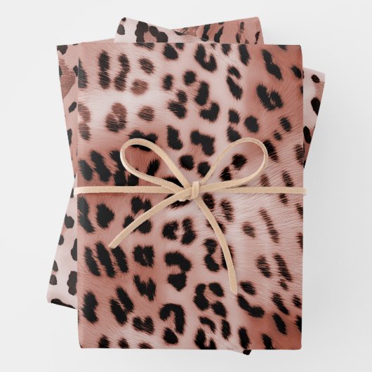 Rose Rosa Leopard Geschenkpapier Set (Beispiel)