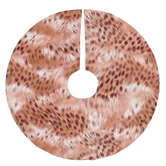 Rose Rosa Leopard Polyester Weihnachtsbaumdecke (Vorderseite)