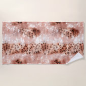 Rose Rosa Leopard Strandtuch (Vorderseite)