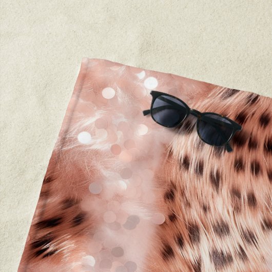 Rose Rosa Leopard Strandtuch (Beispiel)