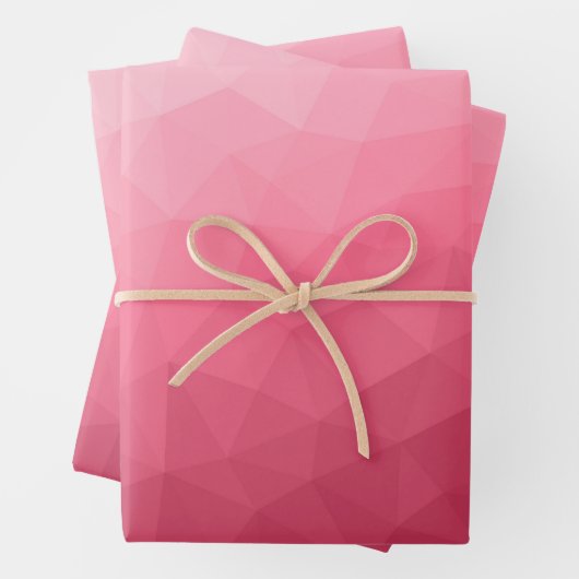 Rose rosa leuchtendes geometrisches Messemuster Geschenkpapier Set (Beispiel)