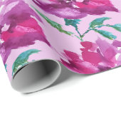 Rose Rosa Lila Aquarellbahn Kunst Geschenkpapier (Rolleneckpunkt)