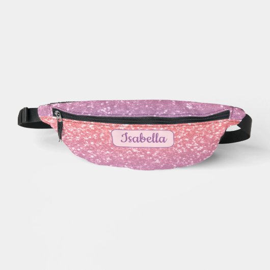 Rose Rosa lila Lavendel Glitzern Individuelle Name Bauchtasche (Vorderseite)