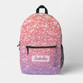 Rose Rosa lila Lavendel Glitzern Individuelle Name Bedruckter Rucksack (Vorderseite)