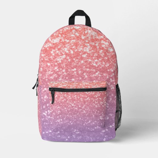 Rose Rosa lila Lavendel Imitate Glitzern Glitzer Bedruckter Rucksack (Vorderseite)