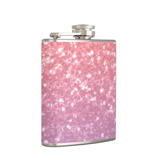 Rose Rosa lila Lavendel Imitate Glitzern Glitzer Flachmann (Rechts)