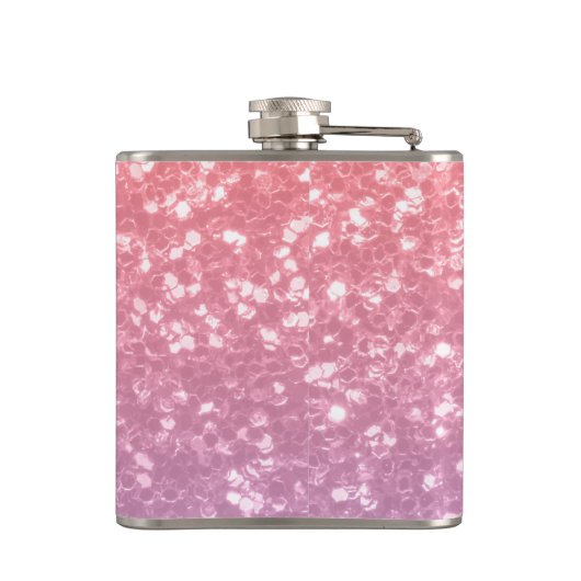 Rose Rosa lila Lavendel Imitate Glitzern Glitzer Flachmann (Rückseite)