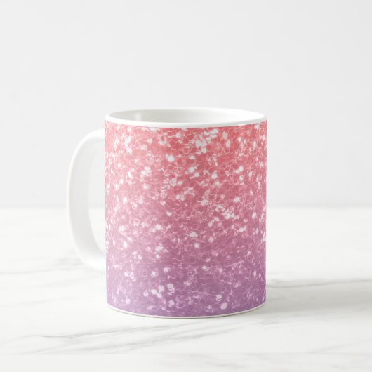 Rose Rosa lila Lavendel Imitate Glitzern Glitzer Kaffeetasse (Vorderseite Links)
