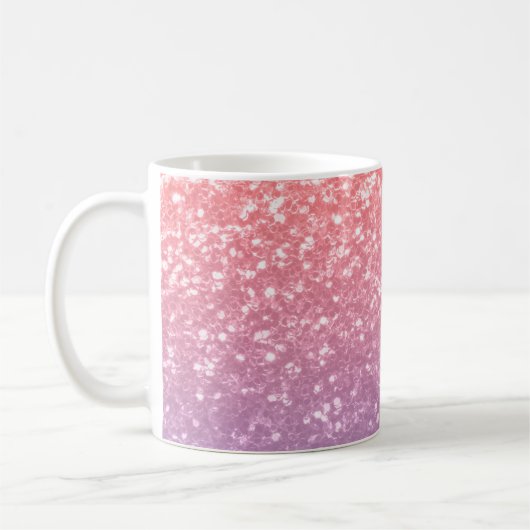 Rose Rosa lila Lavendel Imitate Glitzern Glitzer Kaffeetasse (Links)