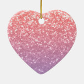 Rose Rosa lila Lavendel Imitate Glitzern Glitzer Keramik Ornament (Hinten)